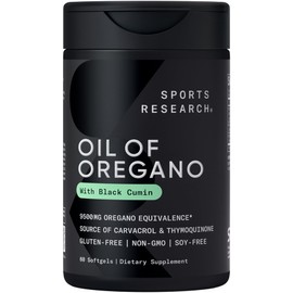 Sports Research® Oil of Oregano w/Black Cumin Seed Oil & Ginger Oil - 3-1 Antioxidant Combination Supplement Rich in Thymoquinone & Carvacrol - Gluten Free · Non-GMO - 60 Softgels