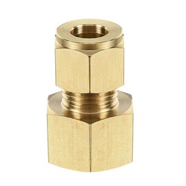 sourcing map sourcing map Compression Tube Fitting G1/2 Female Thread x 10mm Tube OD Straight Coupling Adapter Brass