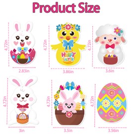 Plusupon 72 PCS Easter Crafts for Kids, Easter Craft Cards Stickers Hanging Ribbon, Creative Easter Paper Craft Set for Kids Easter Party Decorations