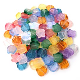 yueton 100PCS Cat Face Glass Beads Adorable Kitten Shape Glass Spacer Beads Cute Animal Charms Loose Beads for Bracelet Necklace Jewelry DIY Craft Making, Mixed Color