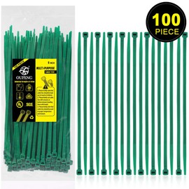 Nylon Zip Ties Heavy Duty- 8 Inch Green ,Multi-Purpose Self Locking Cable Ties， Ultra Strong Plastic Wire Ties with 40 Pounds Tensile Strength, 100 Pieces.