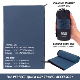Build & Fitness Microfibre Towel Quick Drying Compact Absorbent Lightweight Perfect Travel Beach & Sports Towel for Fitness, Swimming, Camping Accessories, Beach Towel