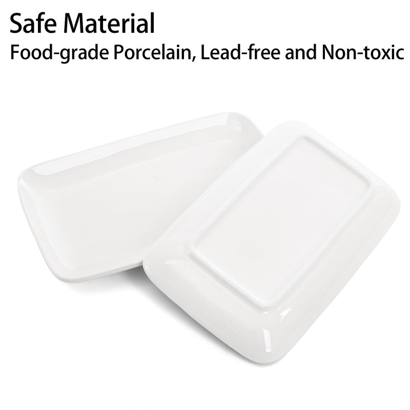 Foraineam 8 Pieces Rectangular Plates 8 Inch Porcelain Platters, Dessert,