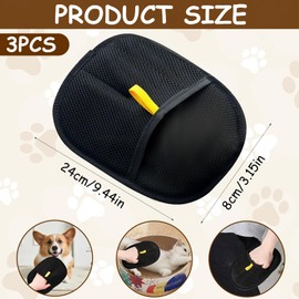 KAZGVN Pet Hair Removal Glove, 3 PCS Pet Hair Remover Glove, Double Sided Versatile Pet Hair Removal Tool for Cat Dog, Cat Grooming Glove for Clothes Sofas Pets Carpets