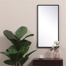 Pemberly Row 28" x 14" Modern Metal Frame Mirror in Black Finish