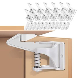 Pack of 12 Child Safety Cupboard, Baby Safety Cabinet Lock, Invisible Cabinet Lock, Assembly, No Drilling and Screws, Drawers and Kitchen Cabinet Doors (White)