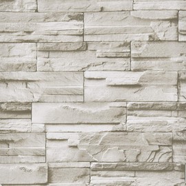 WENMER Beige Stone Peel and Stick Wallpaper 17.7" x 118" 3D Wallpaper Faux Brick Wallpaper Textured Stone Wall Paper Brick Self Adhesive Removable Wallpaper for Kitchen Backsplash Walls