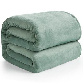 Hansleep Blanket, Single, Winter Blanket, 55.1 x 78.7 inches (140 x 200 cm), Cardamom Green, Microfiber, Soft to the Touch, Flannel, Washable, Anti-Static, Suitable for Four Seasons (140x200, Cardamom Green)