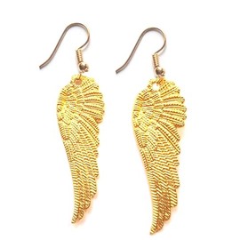 Gold Angel Wing Earrings, 5cms drop
