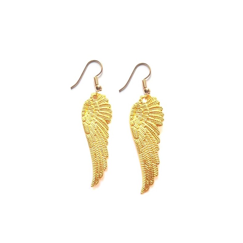 Gold Angel Wing Earrings, 5cms drop