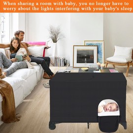 Elefama Blackout Cover for Pack N Play Blackout Tent Travel Crib Canopy Blackout Cover Breathable Stretchy Portable Blackout Crib Tent Cover for Pack and Play Snooze Shade Baby Toddlers Travel