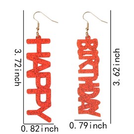 Happy Birthday Earrings for Women Girls Red Earring Birthday Gifts for Daughter Sister Friends Female Bday Presents for Mom Grandma Aunt Birthday Gifts for Girfriend Wife Letter Pendant Earrings