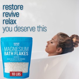 Magnesium Flakes for Bath - Magnesium Chloride Flakes - Dead Sea Salts for Soaking, 10 LBS