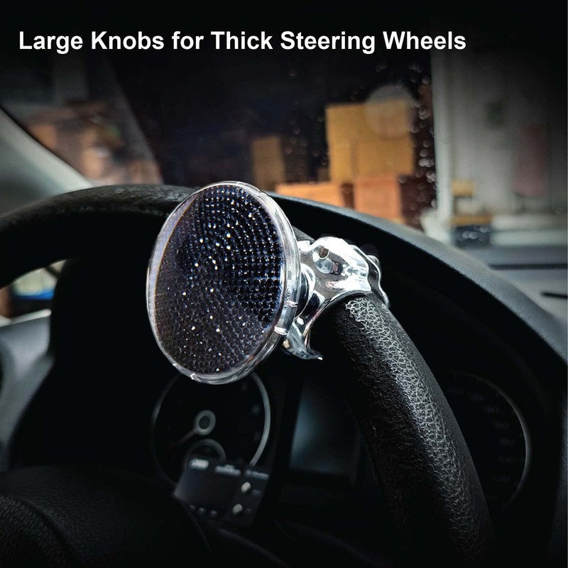 Hypersonic Large Bling Steering Wheel Knob Spinner - Compatible with