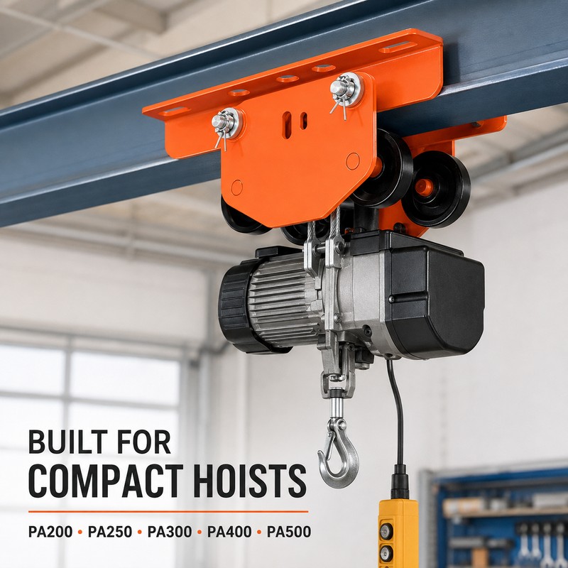 SucceBuy 0.5T/1T Manual Push Beam Trolley for Electric Hoists, Adjustable
