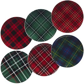 Christmas Plaid 8.25" Salad/Dessert Plate, Set of 6 Assorted Designs