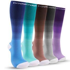 DOVAVA Women's Compression Stockings, 5 Pairs, 15-25 mmHg, Thrombosis Stockings for Nurses, Recovery, Medical Marathon, Style F