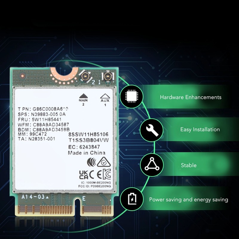 BE200NGW WiFi 7 Network Card for Intel BE200 8774Mbps Supports