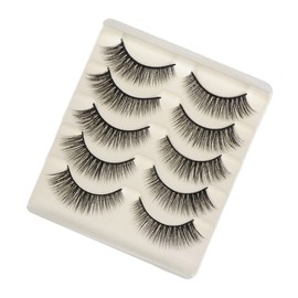 IWOWHERO 5pairs Long Thick Fake Lashes Natural Eyelash Extensions for Lady Women Safe Odorless