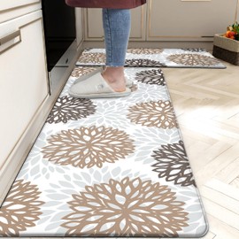 Kitchen Mats Set of 2 Cushioned Anti Fatigue Kitchen Rugs Non Slip Waterproof Kitchen Runner Memory Foam Kitchen Floor Mat Comfort Standing Mat for Sink,Office,Laundry