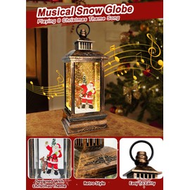 12.5 Inch Christmas Musical Santa Claus Snow Globe Decorations Glittering Lantern with 8 Songs Music and Timer Xmas Home Indoor Decor Xmas Gift,Holiday Decor Gift