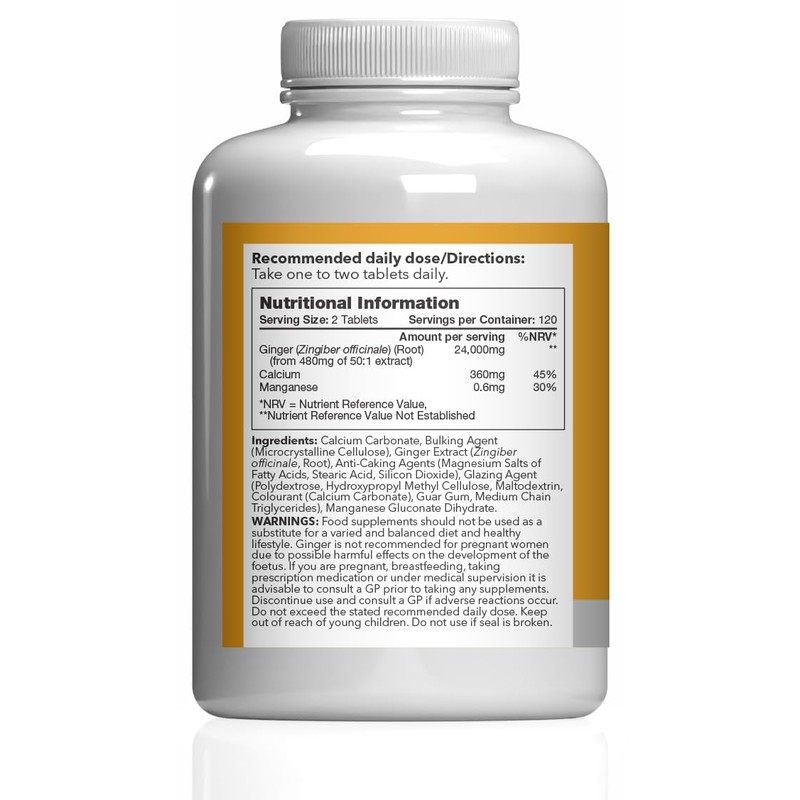 Ginger Tablets | Supports Joints, Bones & Energy | with
