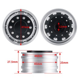 ZuoLan Set of 2 RC Trailer Front Rims Alloy Wheels Wheel Hubs for 1/14th Tamiya RC Tractor Trailer Truck Car
