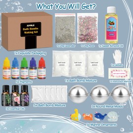 JUYRLE Bath Bomb Making Kit- 30Pcs DIY Bath Bomb Kit for Kids, Make Your Own Spa Set, Shower Craft Kits with Bath Bomb Molds, Soap Making Kits, Bath Bomb Making Supplies Gifts for Girls Women