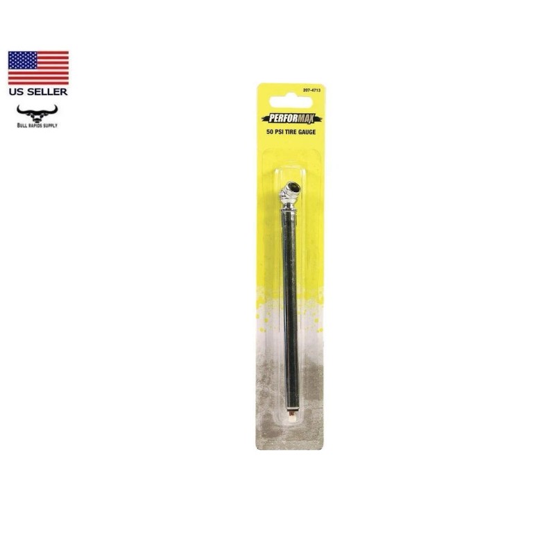 Performax Tire Inflation Gauge 10-50 PSI Durable Chrome Plated Metal