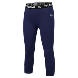 G Gradual Boys Compression Leggings Quick Dry Youth Basketball Football Pants Base Layer Sports Tights for Boys(Navy,3/4-M)