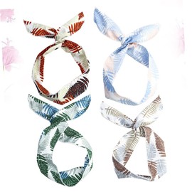 FRCOLOR 4pcs Rabbit Ears Hair Headband Set Lightweight Floral Print Soft Fabric Sports Hair Wrap for Women for Yoga Makeup and Face Washing Random Color