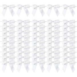 MORSUNBELA White Bows Decorative Wedding Gift Bows Gift for Birthday Christmas Communion Party Favours Pack of 50 White