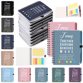 Jetec 25 Sets Team Employee Appreciation Gifts Bulk Office Business Inspirational Team Together Spiral Notebooks with Ballpoint Pens Thank You Team Gifts for Boss Coworker (Team, Soft Color)