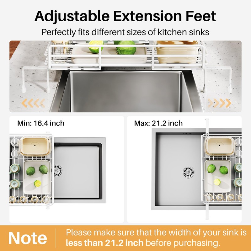 SNTD Dish Drying Rack - Extendable Dish Rack, Large Sink