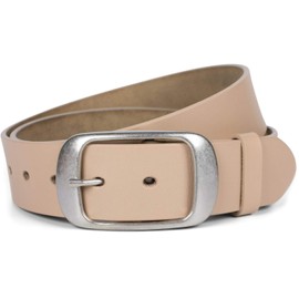 styleBREAKER 03010104 Unisex Leather Belt Plain Colours with Shiny Surface and Brushed Buckle Can Be Shortened, beige