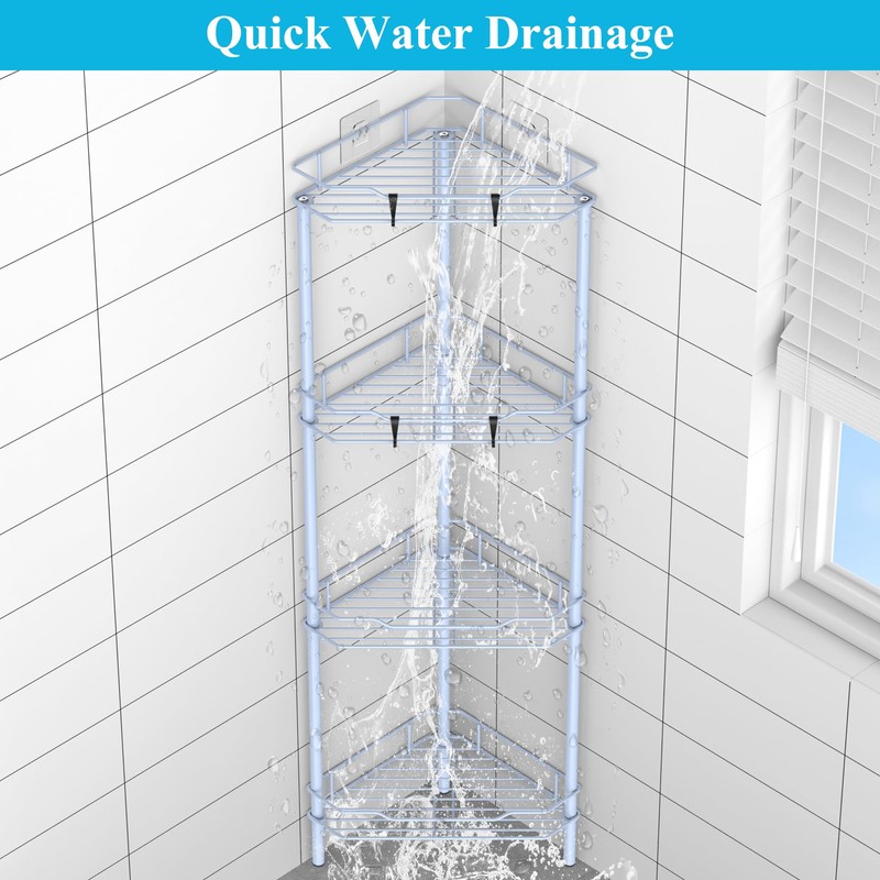 HuggieGems 4 Tier Floor Standing Corner Shower Caddy Organizer Shelf