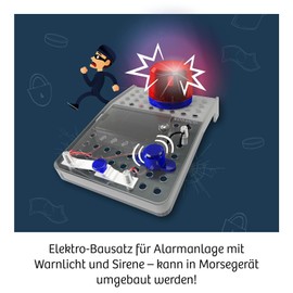Kosmos Kosmos 617349 Elektro-Alarm,Sichere Geheimverstecke,Elektro-Bausatz für Alarmanlage, Blinkendes Warnlicht, Sirene,Experimentierkasten für Kinder ab 8 Jahre,Geburtstagsgeschenk, mehrsprachige Anleitung