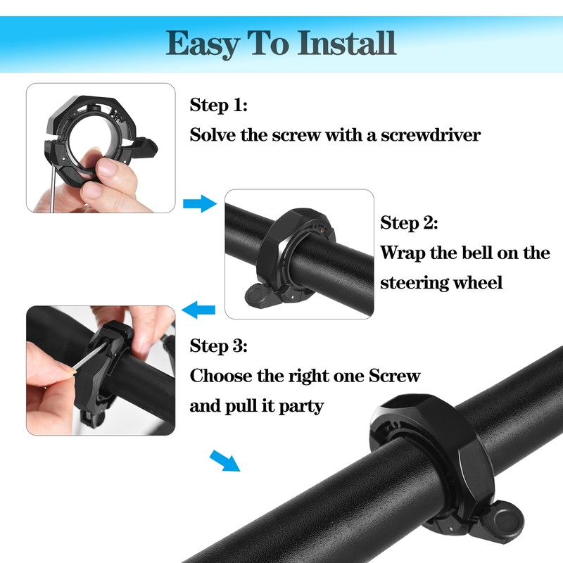 Bike Bell Aluminum Alloy Compact Cycling Ring Bell with Adjustable