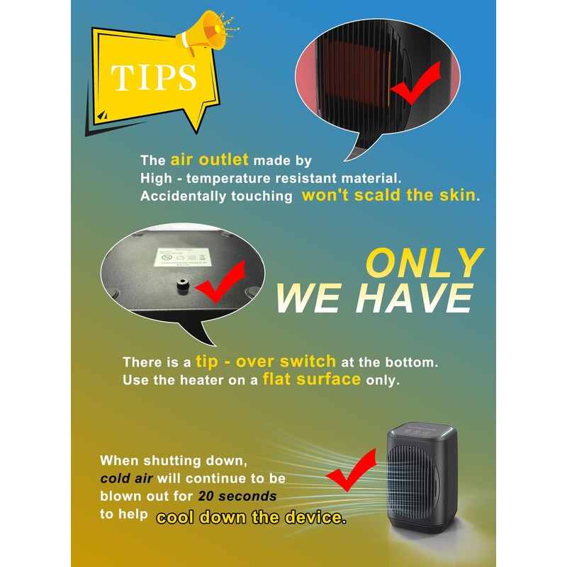 iFeiFan Small Space Heater, Portable Electric Heaters for Indoor Use