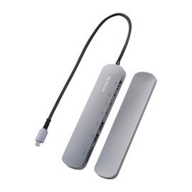 Elecom DST-C23SV/EC USB Type-C Hub, Docking Station, 8-in-1 with Fixed Stand, PD Compatible, 100W, USB 3.1 Gen1 x 2 Ports, HDMI x 1 Port, USB-C x 3, SD+MicroSD Slot, Silver