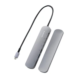 Elecom DST-C23SV/EC USB Type-C Hub, Docking Station, 8-in-1 with Fixed Stand, PD Compatible, 100W, USB 3.1 Gen1 x 2 Ports, HDMI x 1 Port, USB-C x 3, SD+MicroSD Slot, Silver