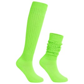 Zando Neon Socks Neon Green Socks Green Slouch Socks Lime Green Socks 80s Socks 80s Outfit For Women 90s Accessories For Women Slouch Socks Women Scrunch Socks High Socks Women Green One Size