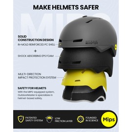 OutdoorMaster MIPS Ski Helmet, Snowboard Helmet for Men and Women, Snowboard Helmet with Ventilation System, Ski Helmet Made of Polycarbonate Shell and EPS Inner Shell, Individual Fit for Precise Fit