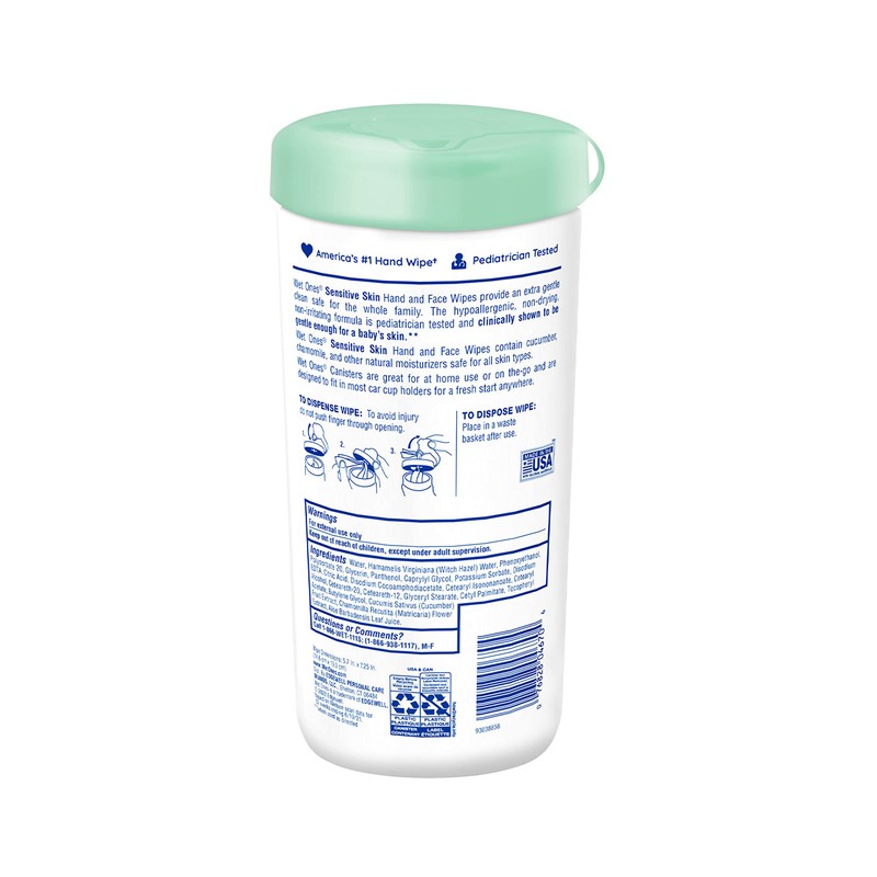 Wet Ones Hand and Face Wipes, Sensitive Skin Wipes | Unscented