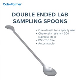 Cole-Parmer Double-Ended Lab Sampling Spoons, 304 Stainless Steel, 0.5 mL and 2 mL