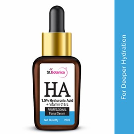 StBotanica Hyaluronic Acid Face Serum + Vitamin C, E - 20ml - Under Eye Dark Circles, Anti Aging, Skin Nourishing