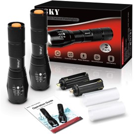 WSKY 2 PACK LED Tactical Flashlight - S1800 Powerful Waterproof Flashlight High Lumen