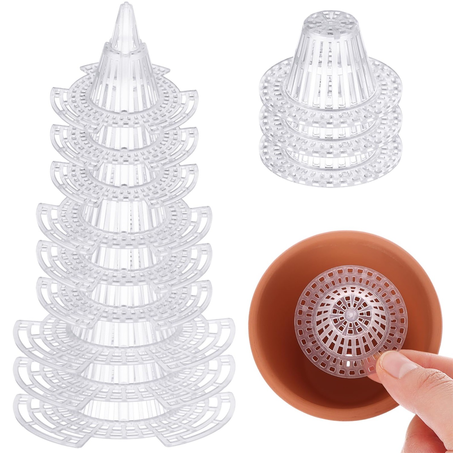 CoscosX 40 Pieces Upgraded Cone Flower Pot Hole Mesh Pad DIY Planter ...