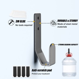 Keyboard Wall Mount Storage,Metal Wall Hanger Rack with Adhesive & Screw in, Universal for Gaming Mechanical Keyboards, for Devices Thickness < 2.5cm