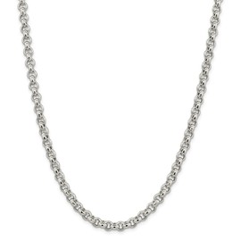 Solid 925 Sterling Silver 6.5mm Rolo Chain Necklace 16" - with Secure Lobster Lock Clasp